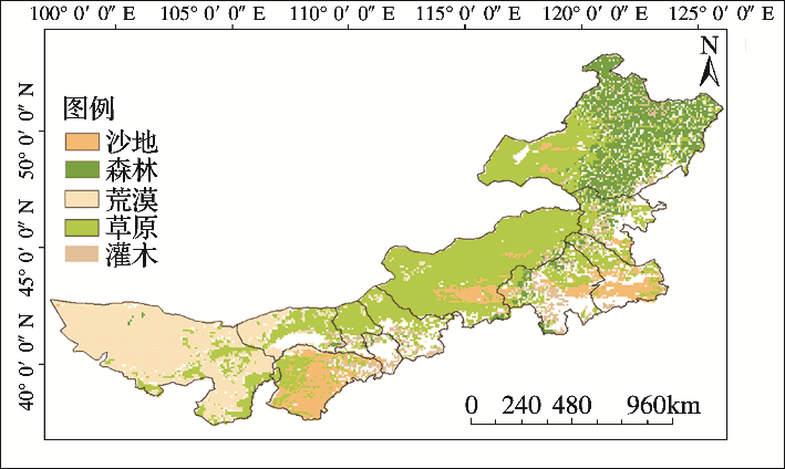 图6 内蒙古不同植被类型分布